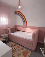 Trundle Bed Boucle GASSIN 90 x 200 cm (EU Single) Pastel Pink_1050829