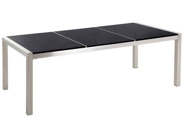 Mesa de comedor de metal/granito negro/plateado 220 x 100 cm GROSSETO