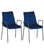 Set di 2 sedie da pranzo JEFFERSON Velluto Blu scuro_788547