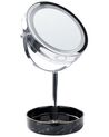 Kosmetické LED zrcadlo ø 26 cm stříbrné/černé SAVOIE_847892