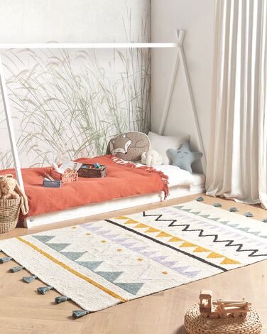 Cotton Kids Rug 140 x 200 cm Beige and Green ZAYSAN