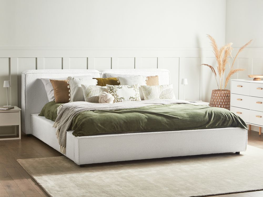 Waterbed Boucle LINARDS 180 x 200 cm (EU Super King) White