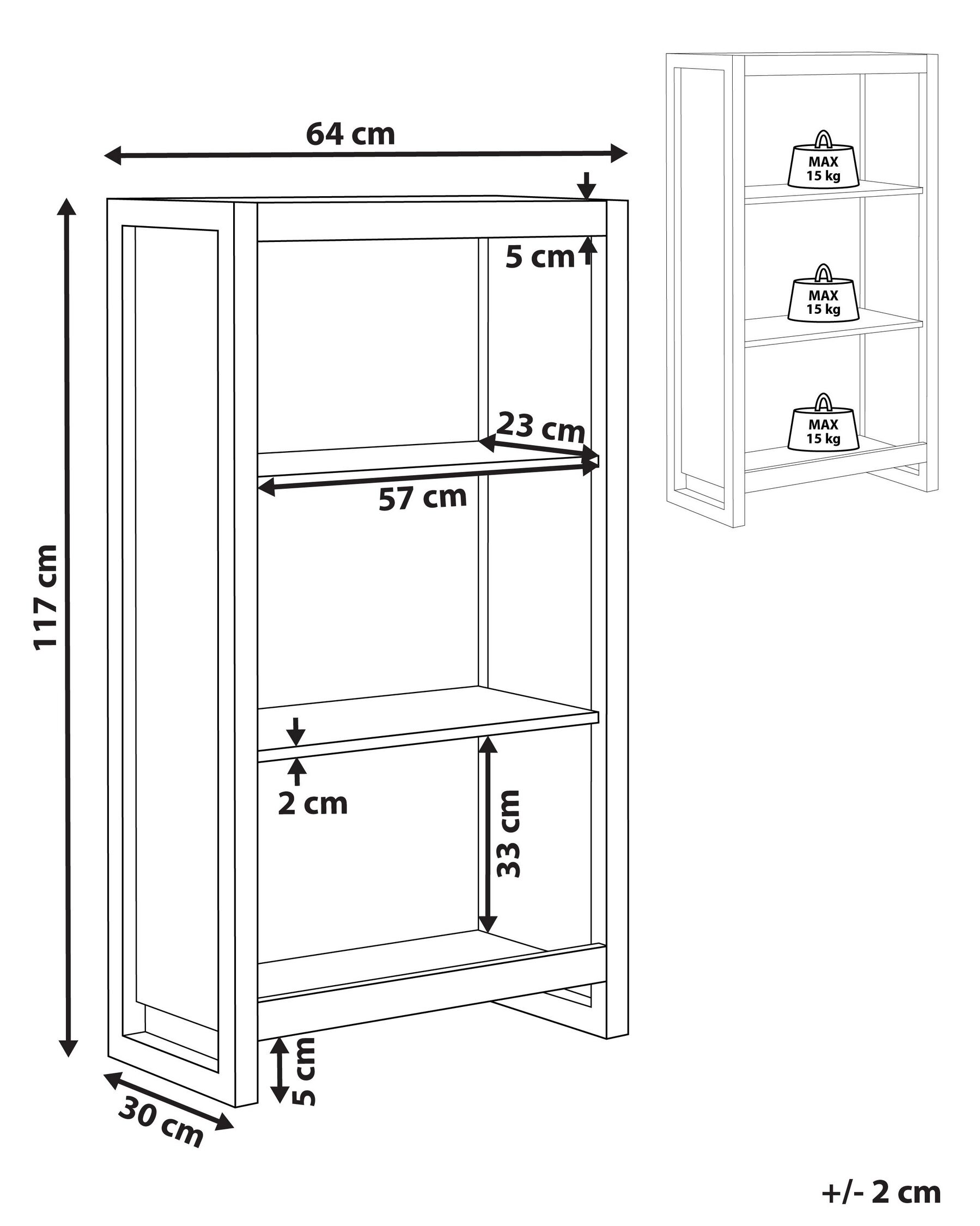 3 Tier Bookcase Light Wood with White JOHNSON_885247 3 Tier Bookcase Light Wood with White JOHNSON_885247