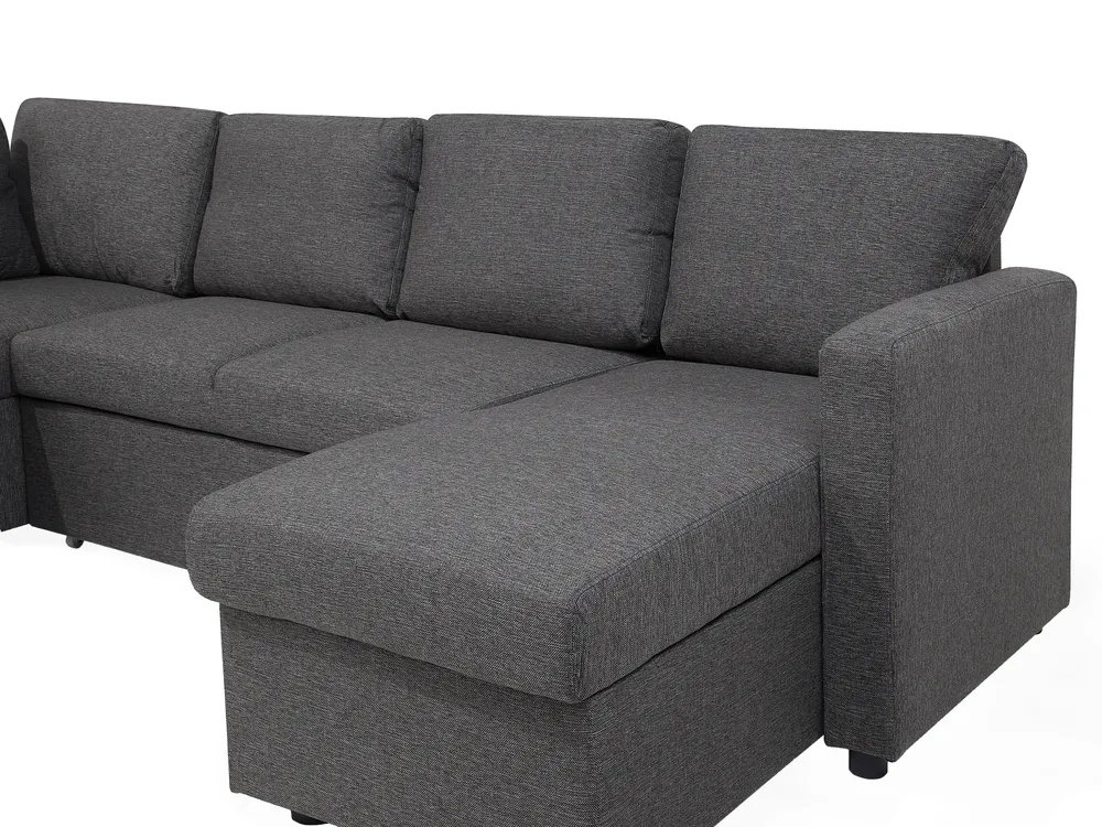 U-Shape Sofa Bed 5 Seater KARRABO with Storage Fabric Dark Grey_712712