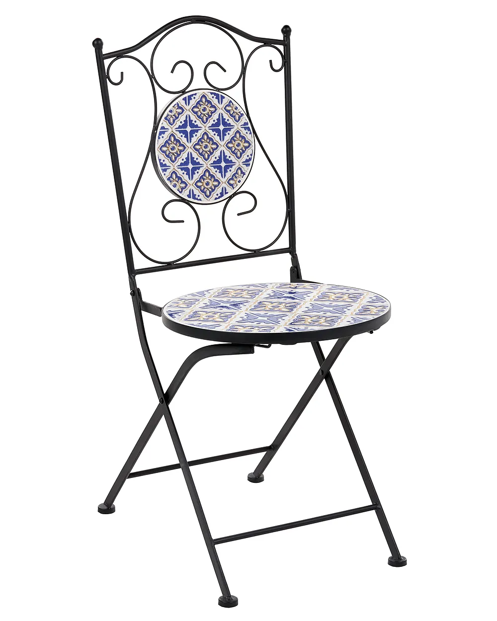 Set de 2 scaune de grădină SIPONTO Pliabil Metal Alb/Albastru_1155767
