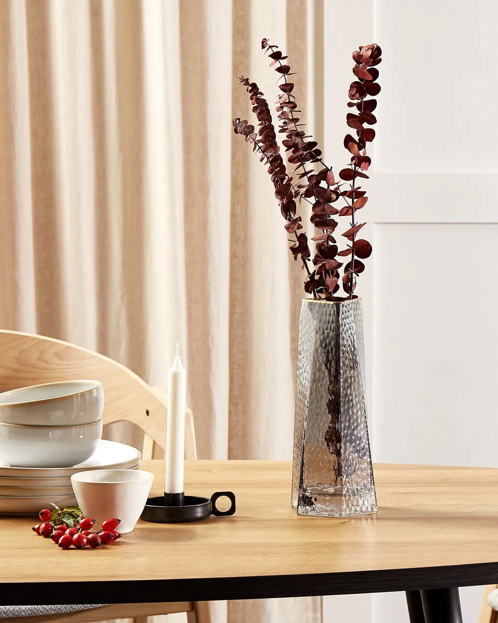 Flower Vase LILAIA 27 cm Glass Grey