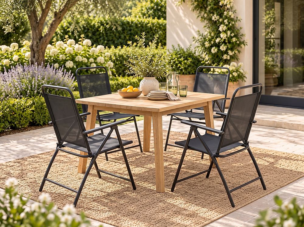 Set of 4 Garden Chairs LIVO Metal Black