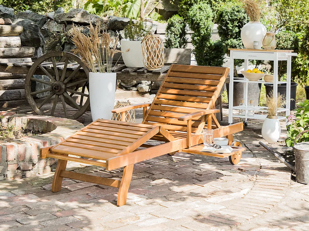 Lettino Prendisole JAVA Legno d'acacia Marrone chiaro_763173