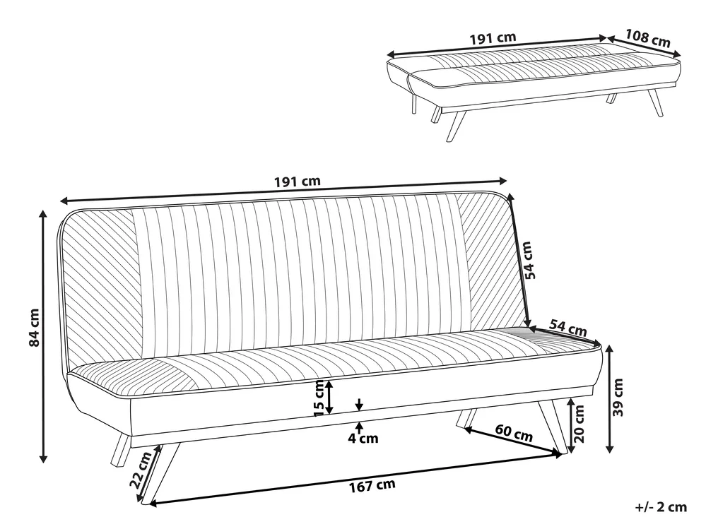 Sofa Bed 2 Seater KALFAFEL Fabric Blue_1009434