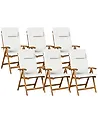 Set of 6 Garden Chairs with Cushions JAVA PREMIUM Acacia Wood Off-White
