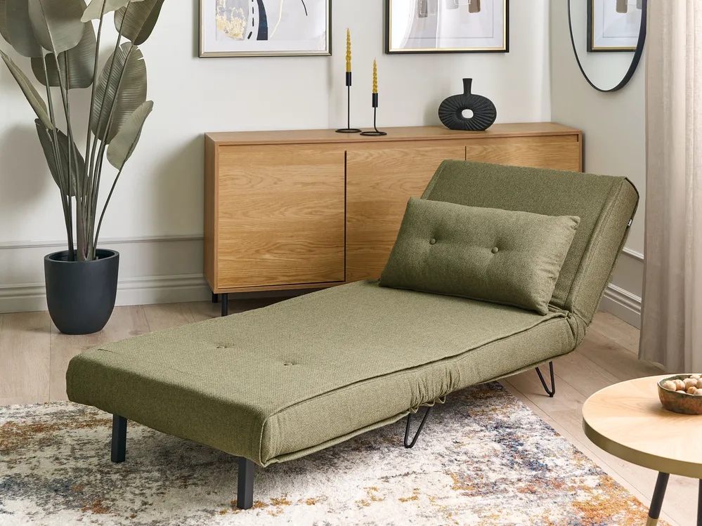 Single Sofa Bed VESTFOLD Fabric Olive Green_930212