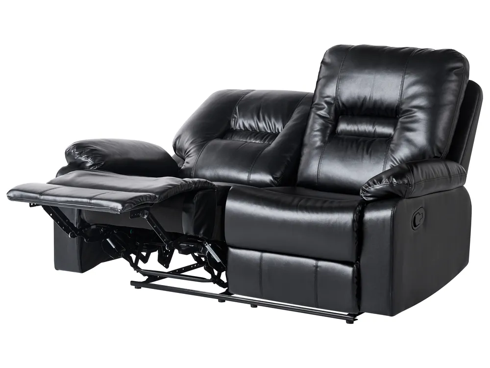 Manual Recliner Living Room Set 6 Seater BERGEN Faux Leather Black_1060579