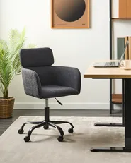 Desk Chair ALENA Boucle Black_996366