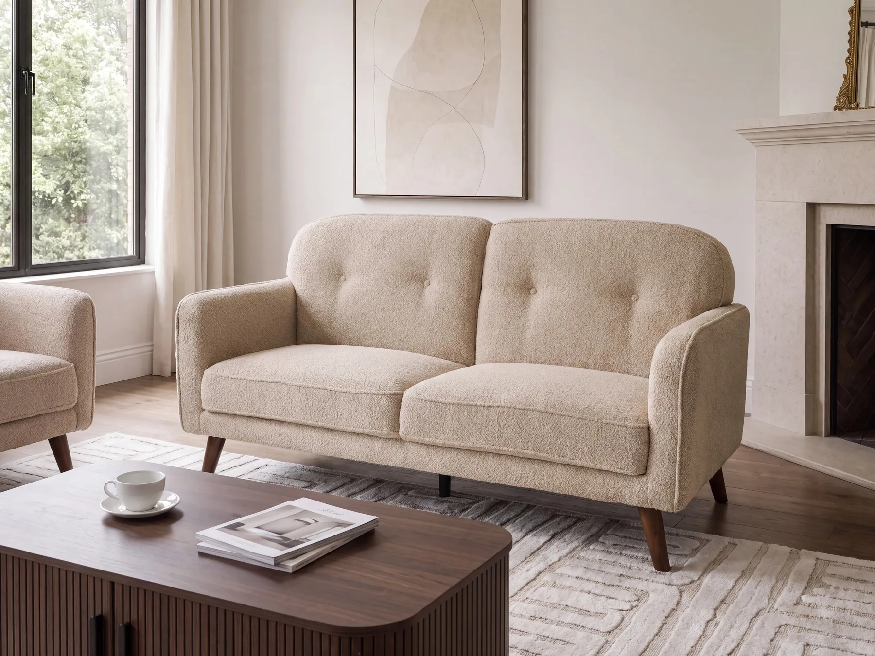 Divano 2 posti ETTRUM Bouclé Beige_1113375