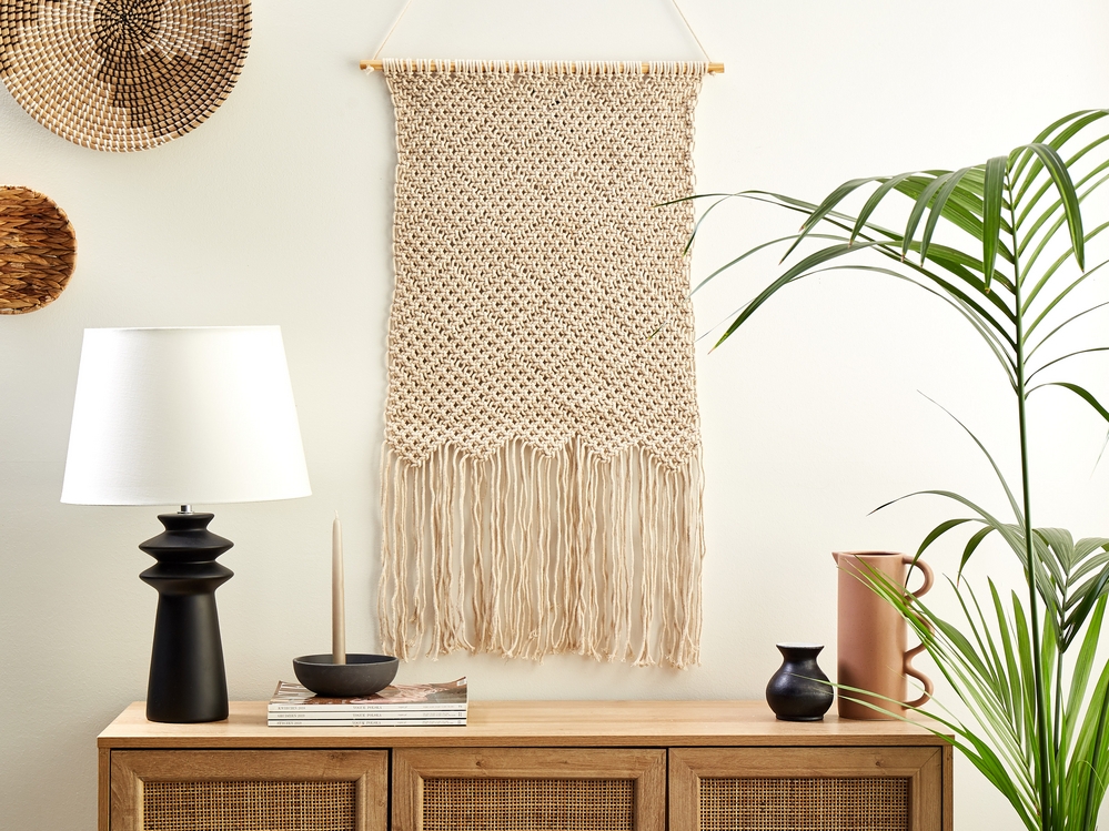 Cotton Macrame Wall Hanging Beige OKARA Beliani.no