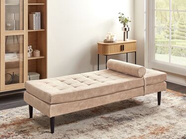 Velvet Chaise Longue Beige USSEL 