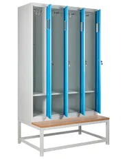 4-Door Storage Locker with Bench ATHLETE Metal Grey/ Blue_1011820