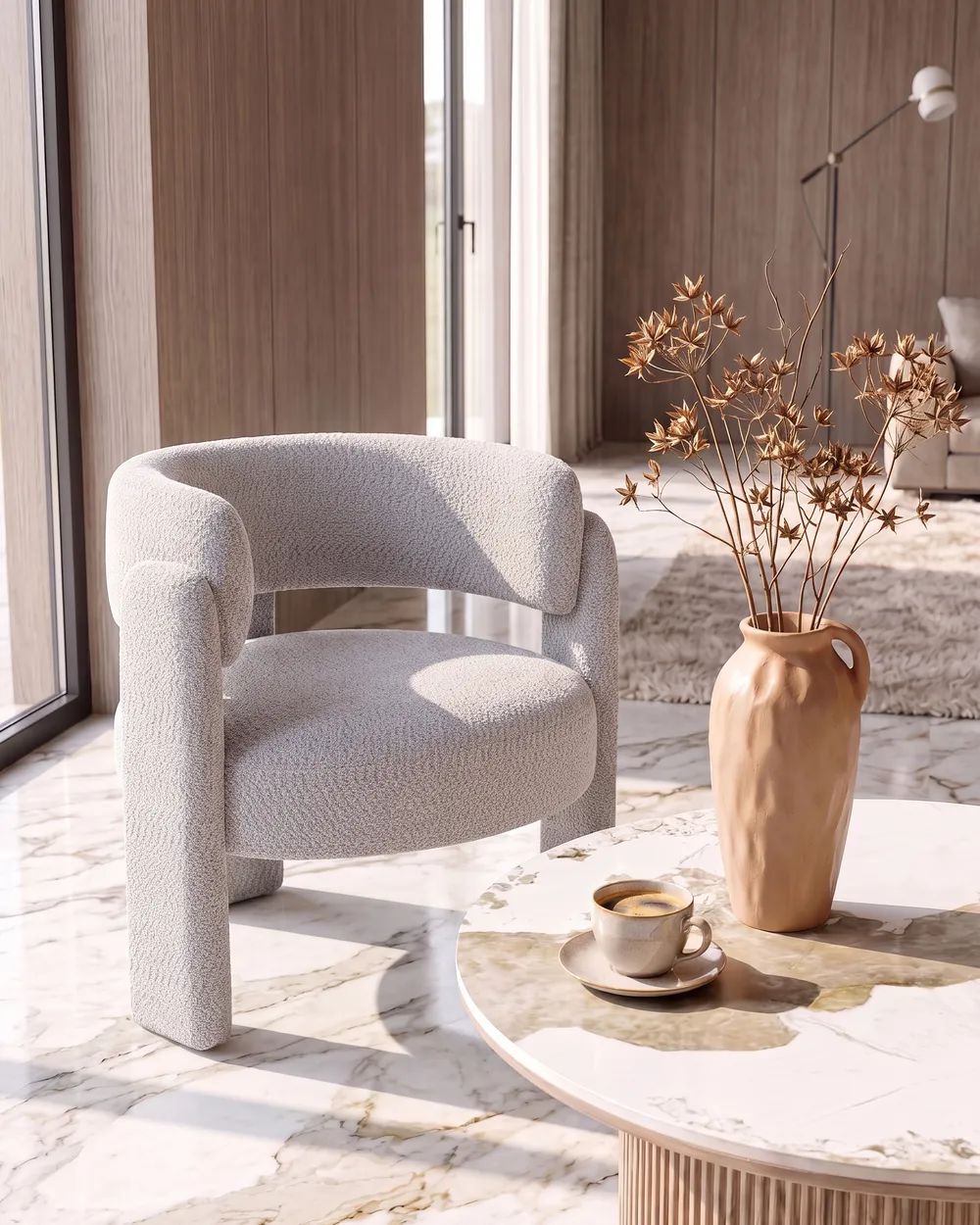 Armchair BUREA Chenille Light Grey_1087904