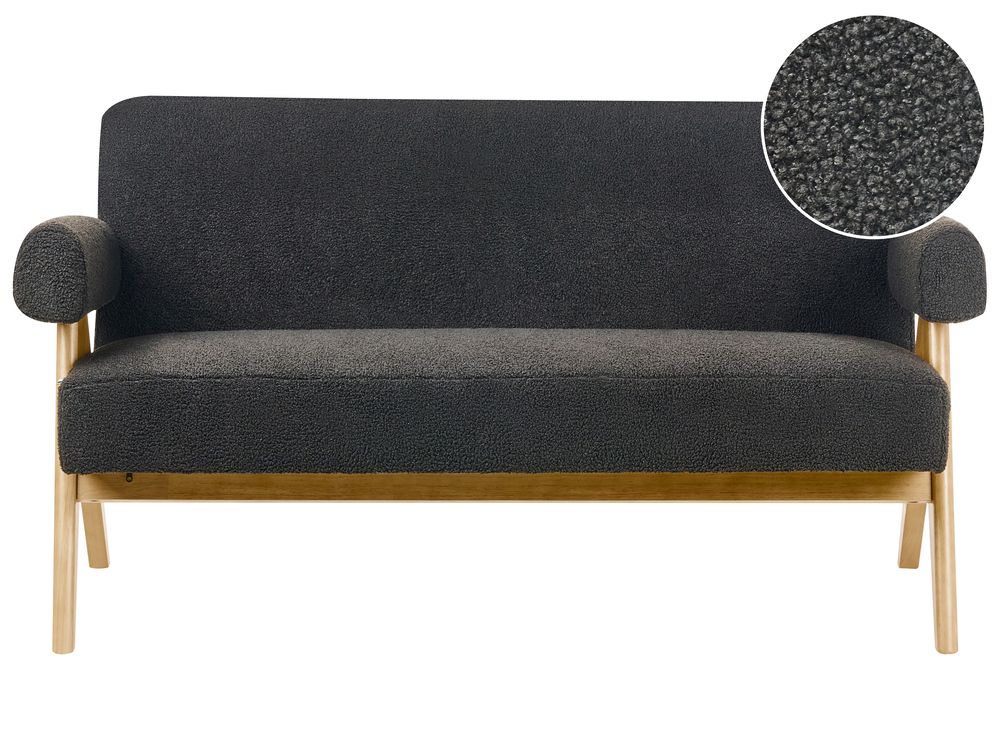 Sofa 2 Seater TAMRE Boucle Black/ Light Brown