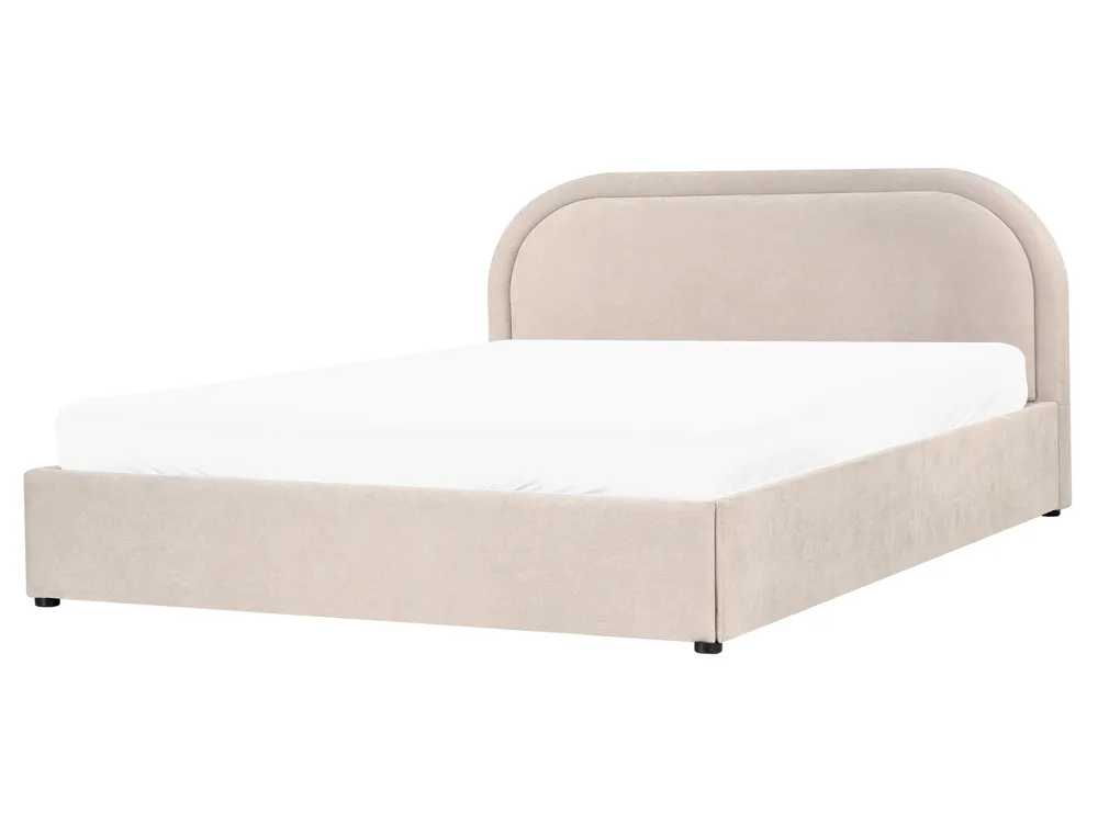 Ottoman Bed QUILLIEN Chenille Light Beige 160 x 200 cm (EU King Size)_989521