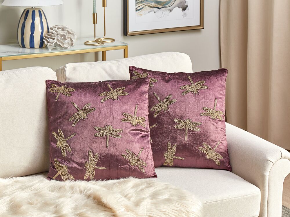 Purple velvet cushions clearance