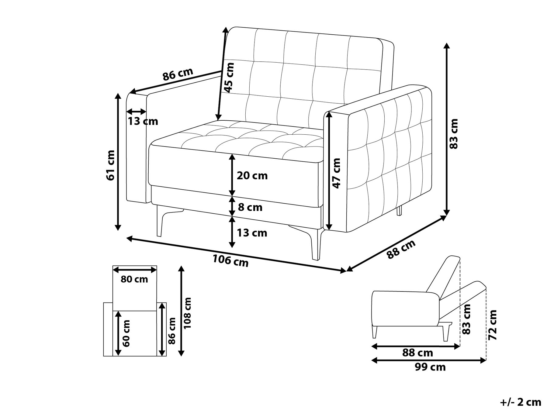 Armchair ABERDEEN Faux Leather White_1038790