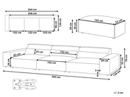 Modular Sofa 3 Seater HELLNAR with Ottoman Velvet Light Beige_911026