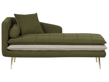 Chaise longue de tela verde izquierdo GONESSE