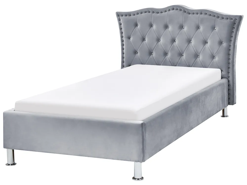 Cama Veludo METZ 90 x 200 cm Cinzento_861360
