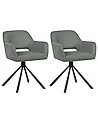 Set of 2 Dining Chairs Swivel LOURES Fabric Dark Green