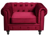 Living Room Set 4 Seater CHESTERFIELD Velvet Dark Red_778805
