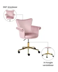 Bureaustoel VELENCIA Fluweel Pastelroze_1065148