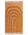 Teppich Baumwolle orange 80 x 150 cm geometrisches Muster Fransen Kurzflor HAKKARI_848870