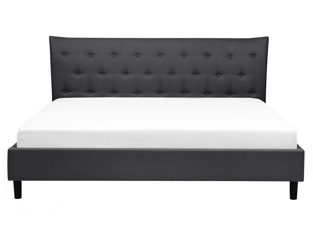 Bett mit Lattenrost Stoff SAVERNE 160 x 200 cm Dunkelgrau_708232