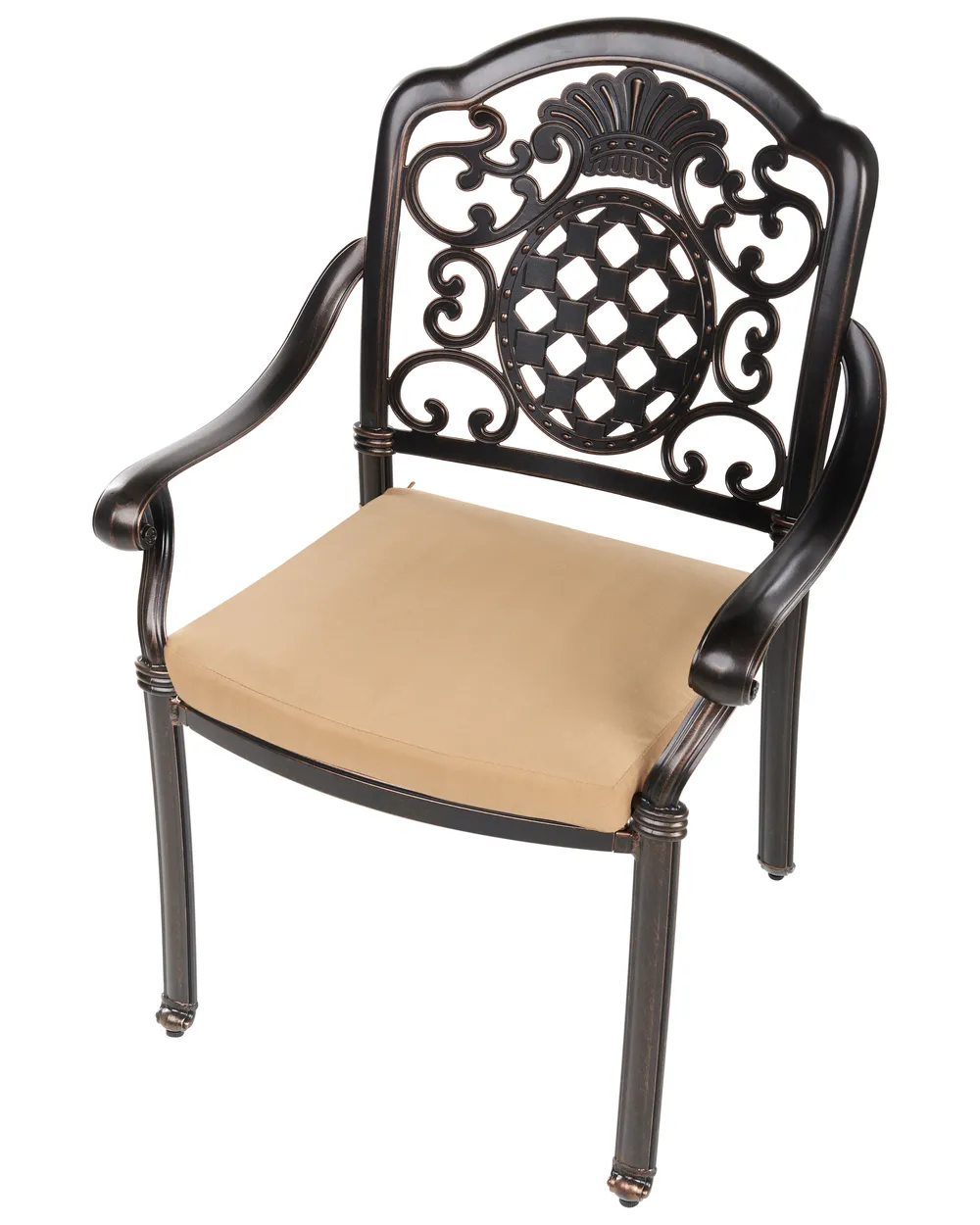 Set da pranzo da giardino 4 posti SALENTO con cuscini Metallo Marrone scuro_979497