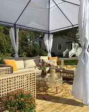 Garden Lounge Set with Table 4 Seater CALASETTA PE Rattan Beige Left Hand_1018226