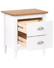 Comodino 2 cassetti SHILLINGTON Legno di pino Marrone/Bianco_966312