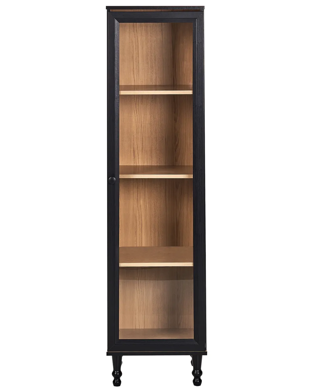 ASM Vetrina Bassa Thin Da Appoggiare - L 100 X P 40 X H 123 Cm - Legno Wotan E Vetro Nero