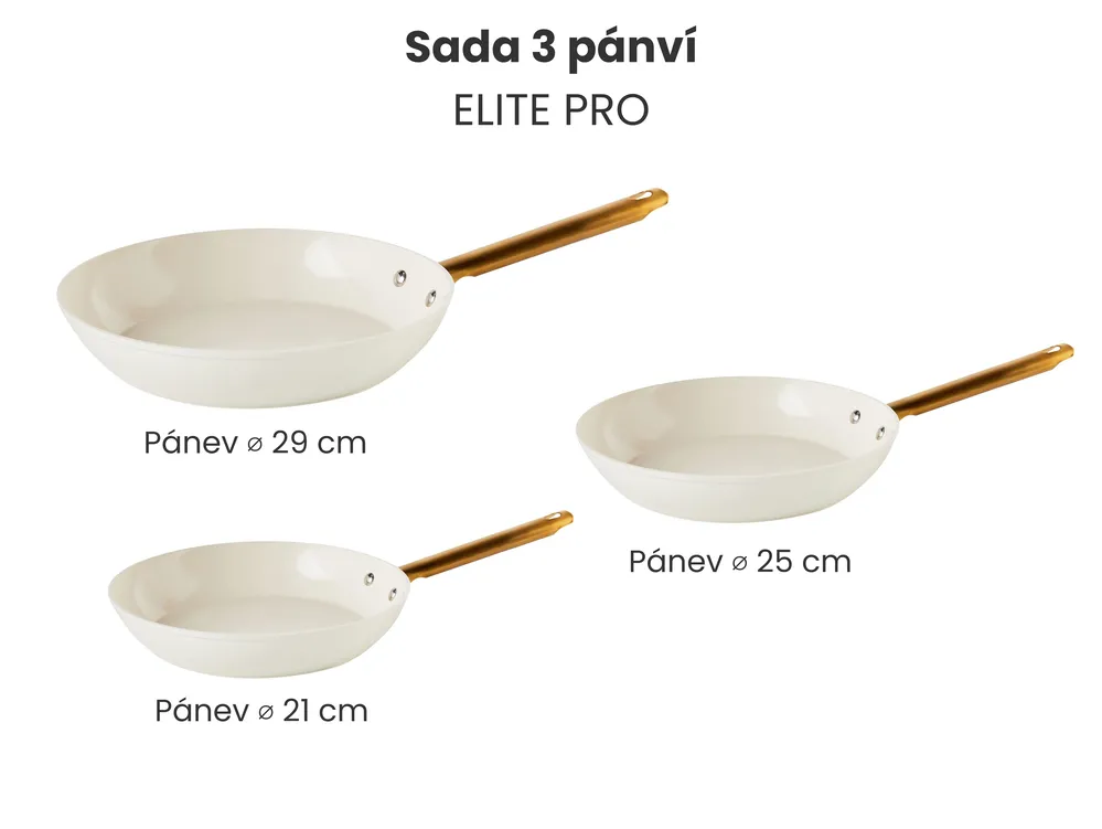 Sada 3 pánví ELITE PRO Krémově bílá_992767