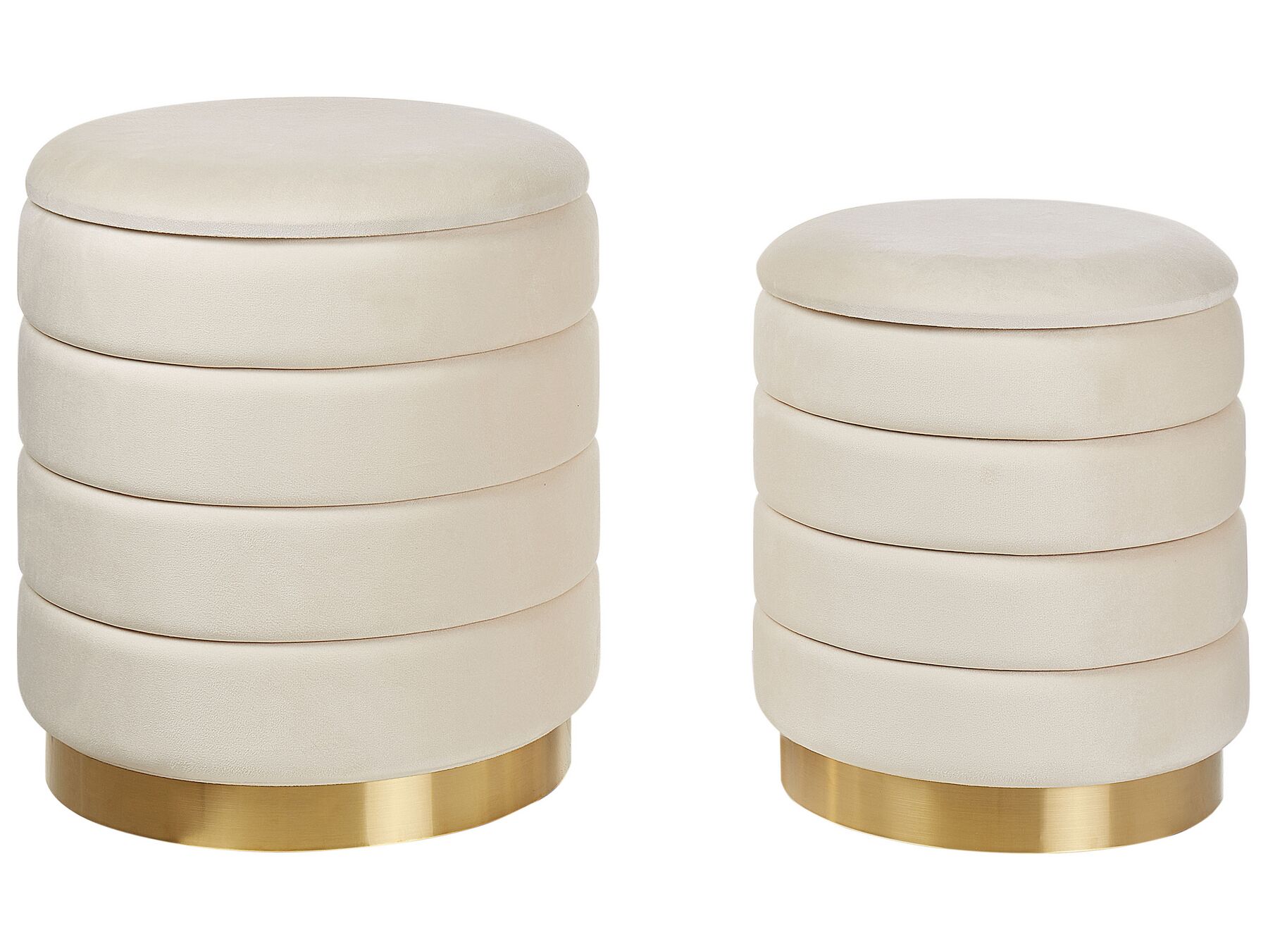 Set of 2 Storage Pouffes Light Beige GARLAND_928615