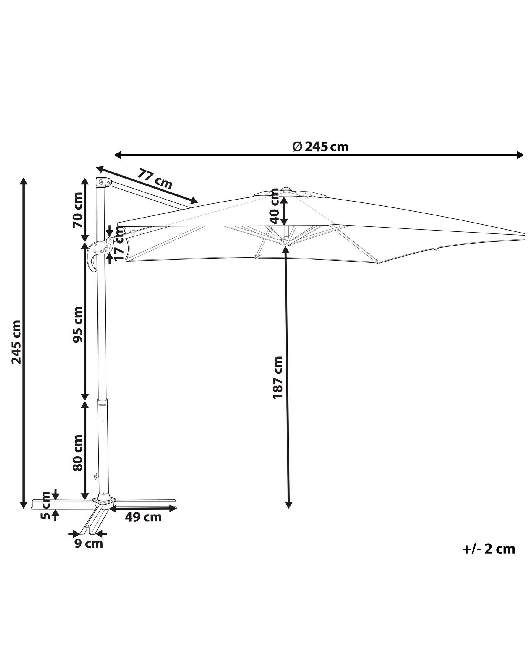 Cantilever Parasol 2.45 x 2.45 m Green MONZA II_828562 Cantilever Parasol 2.45 x 2.45 m Green MONZA II_828562