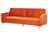 Sofá-cama de 3 lugares em veludo laranja LUCAN_810398