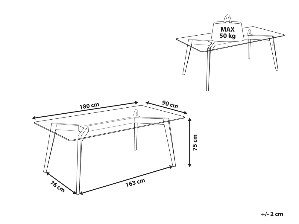 Dining Table HUDSON II Transparent 180 cm 90 cm Glass_1103915