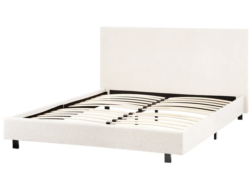 Bed Boucle ALBI 140 x 200 cm (EU Double) Off-White_981889