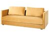 Sofá-cama de 3 lugares com arrumação em veludo mostarda EKSJO_848899