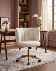 Sedia da scrivania PELORA Bouclé Bianco_1085765