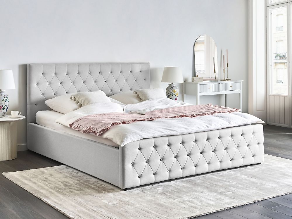 Bett mit Stauraum AMIENS Stoff Beige 180 x 200 cm