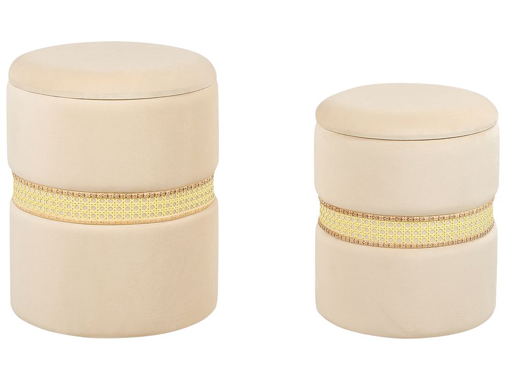 Set di 2 pouf contenitore MEDFORD Velluto Beige chiaro