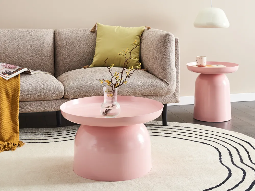 Coffee Table TORRENS Metal Pastel Pink