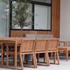 Conjunto de comedor 6 plazas de madera de acacia clara con carrito de cocina SASSARI_806875